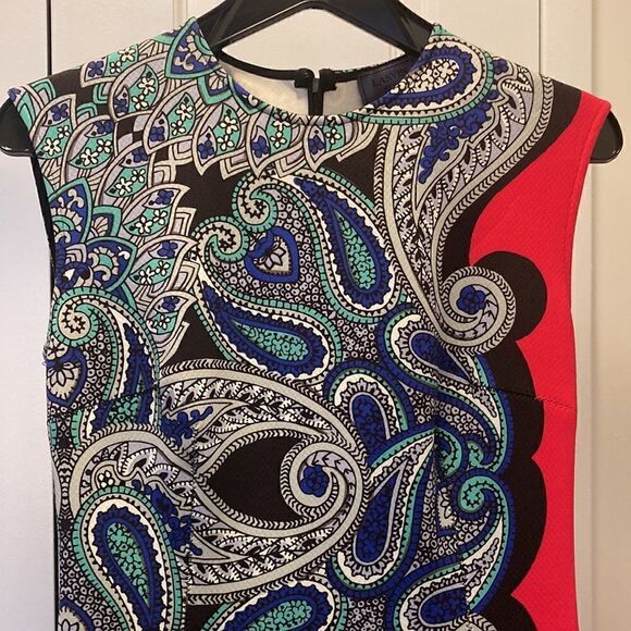 Lanvin Cap Sleeve Paisley Neoprene Sheath Dress. Size 36. - Picture 6 of 9